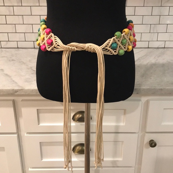 Bohemian Belt Womens Beaded Multicolor Fringe Gypsy Hippie Boho Braided Macrame - Picture 1 of 5
